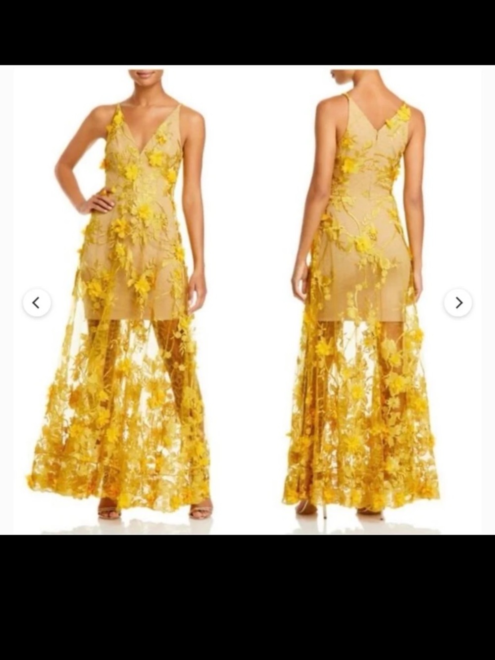 Dress the Population Yellow Floral Appliqué Maxi Dress - Picture 5 of 12